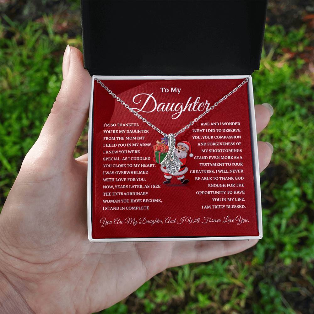 Christmas Gift for Daughter from Mom or Dad Necklace with Santa Card