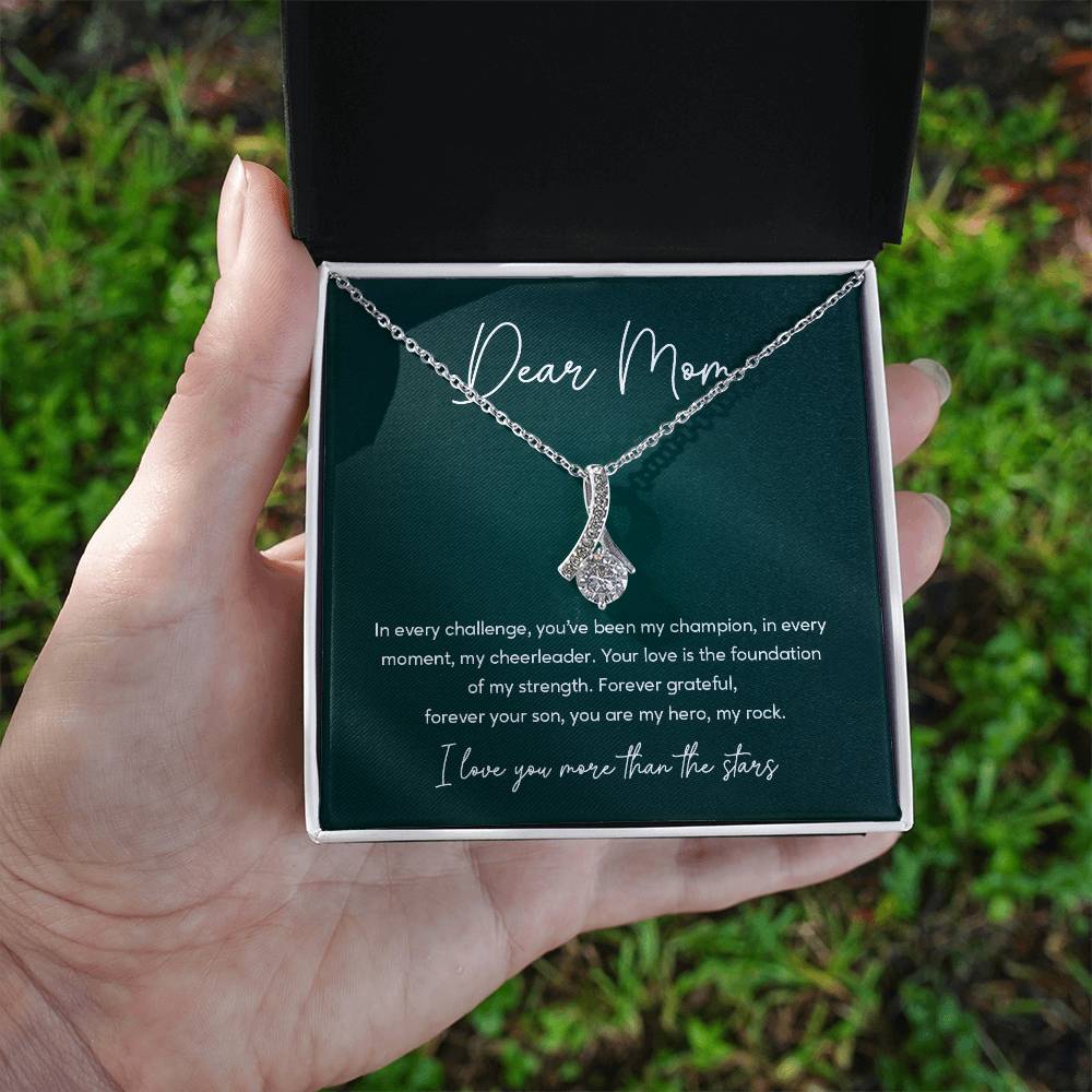 Mom Necklace from Son – I Love You More Than the Stars Message Card