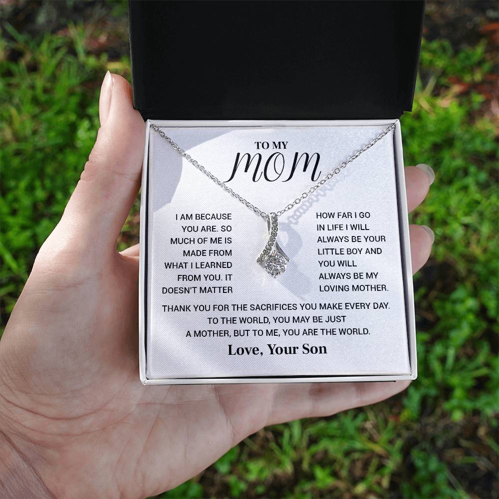 Necklace for Mom from Son – You Are the World Message Card