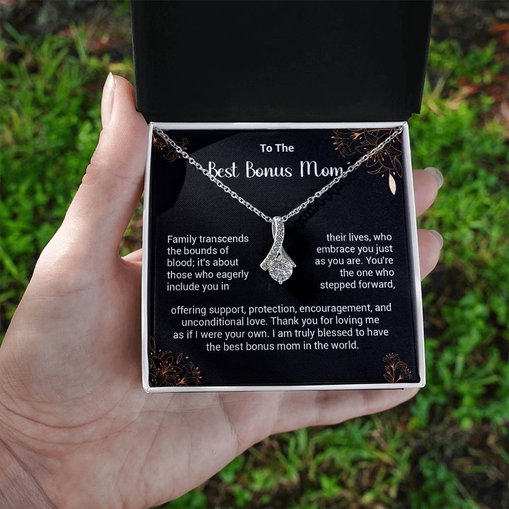 Best Bonus Mom Necklace Gift with Love Note