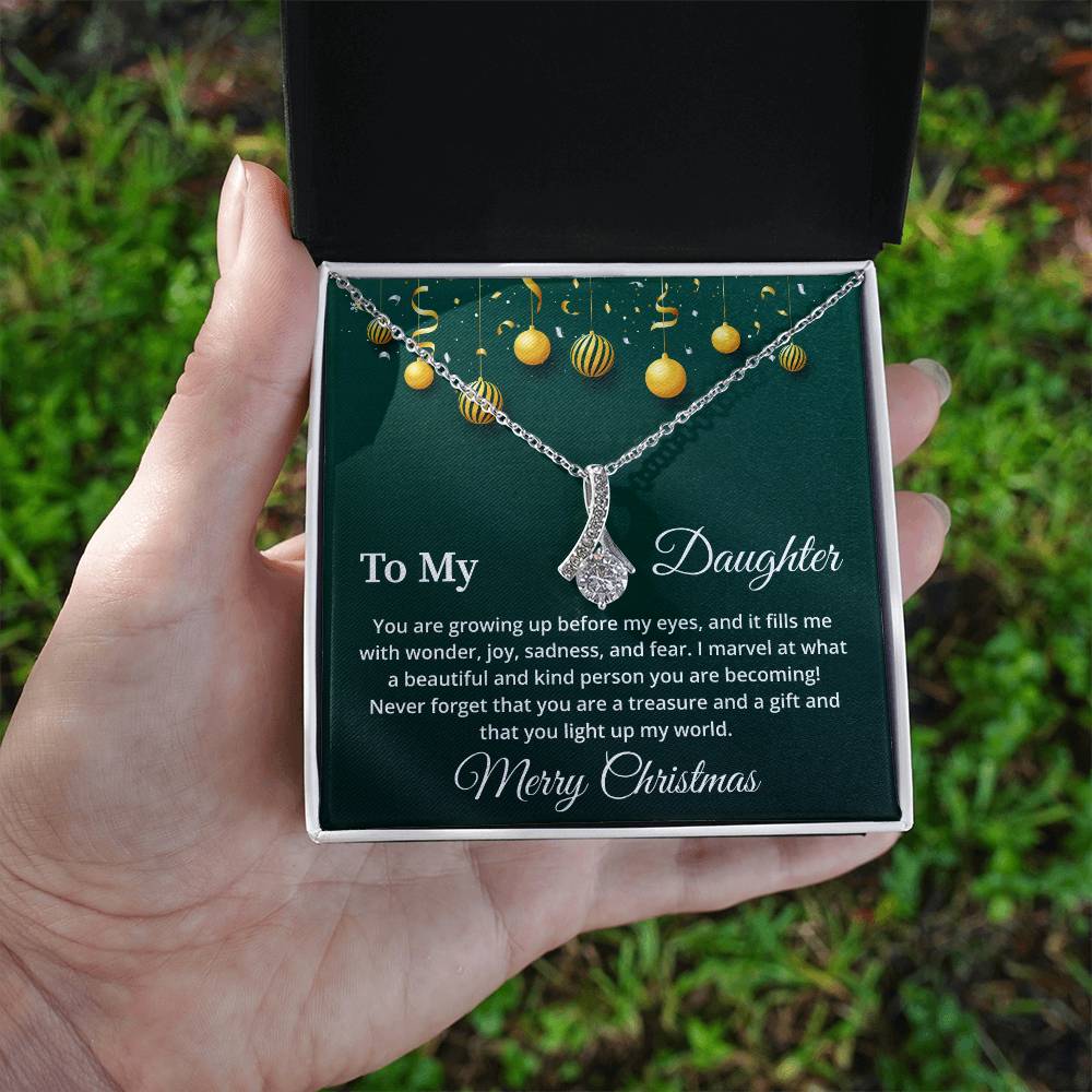Christmas Necklace for Daughter Gift Box with Message Card