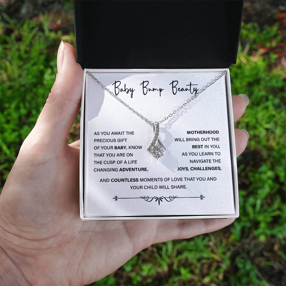 Baby Bump Beauty Necklace – Gift for Pregnant Woman with Message Card
