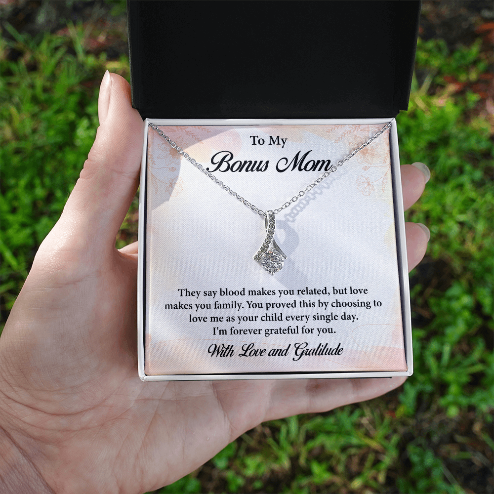 Bonus Mom Necklace Gift from Stepson or Stepdaughter – Jewelry for Mother’s Day, Birthday, Christmas