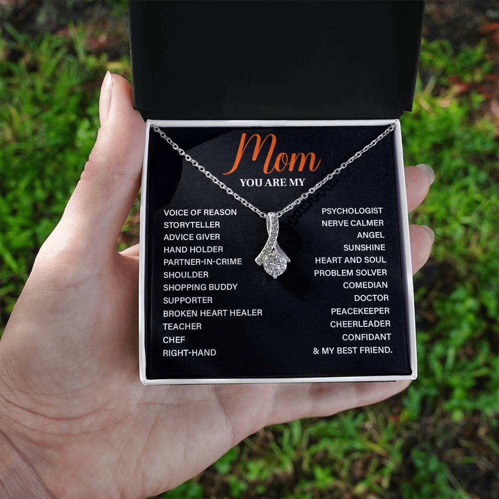 Heart Necklace for Mom with Inspirational Role Message Card
