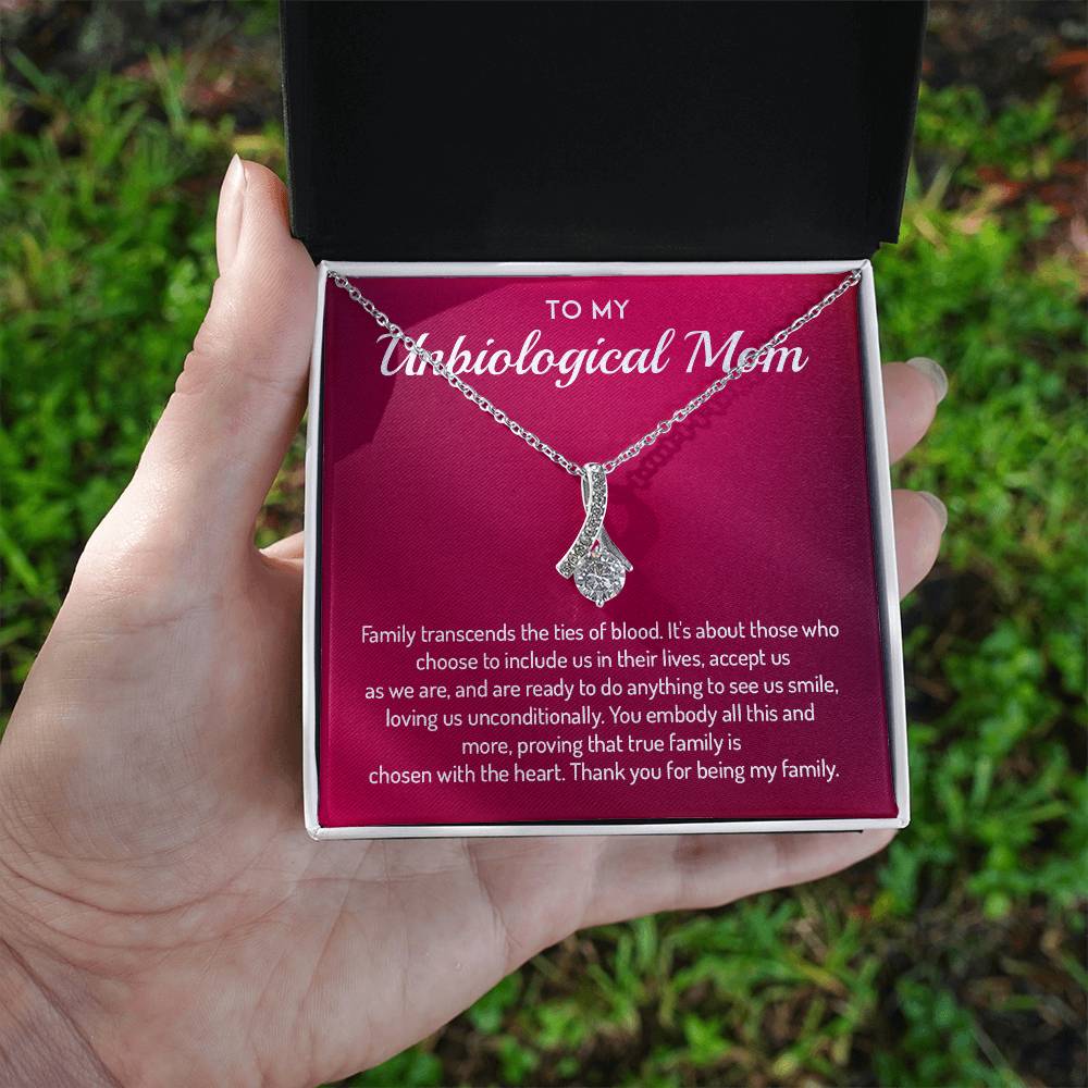 To My Unbiological Mom Necklace For Special Bond With Unbiological Mom Unique Family Bond Necklace Family Choice Necklace Proud Daughter Gift For Unbiological Mom Meaningful Gift For Unbiological Mom Necklace For Chosen Family Biological Mom Necklace Gift