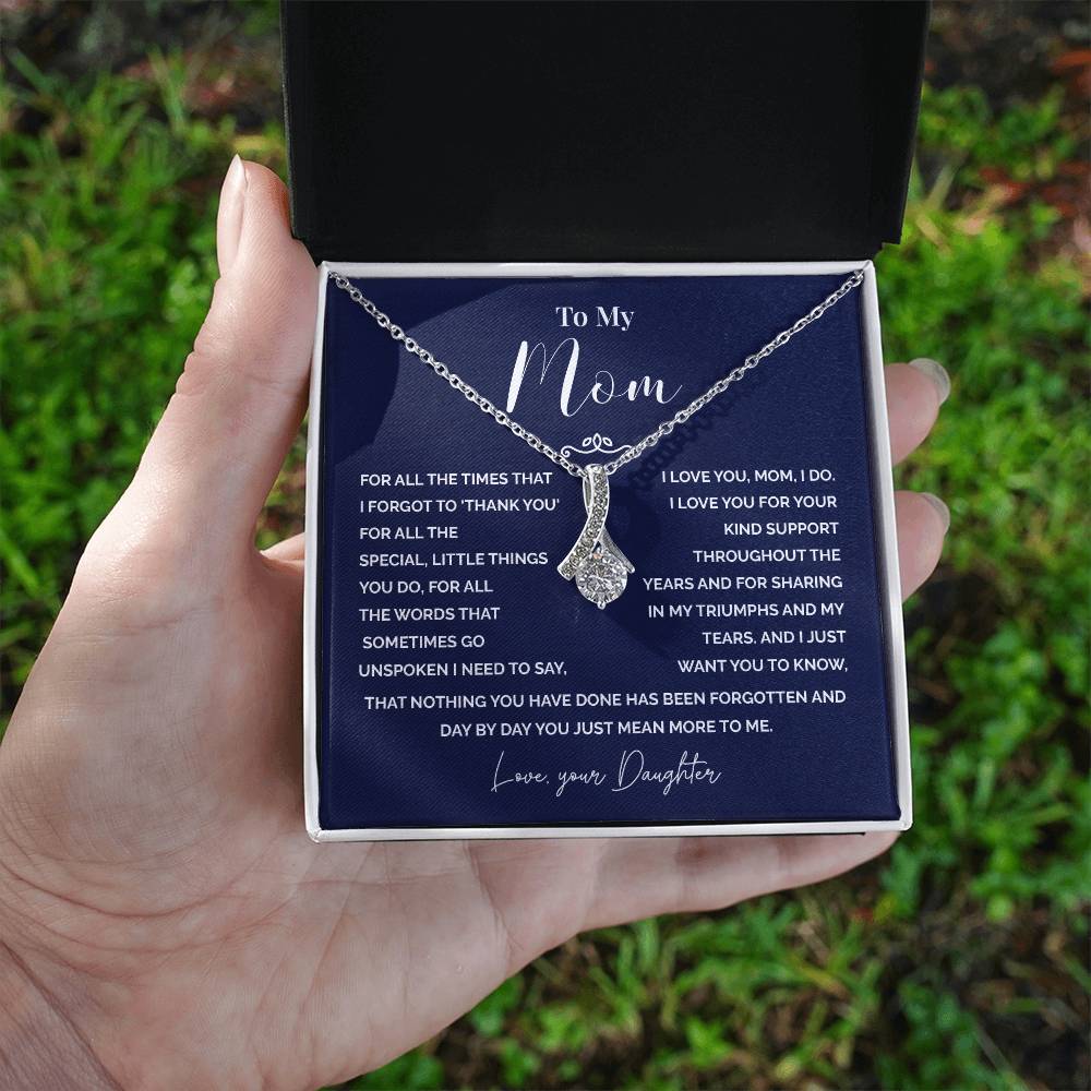 To My Mom Necklace from Daughter – Love Knot with Thank You Message
