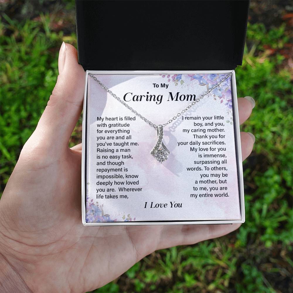 Mom Necklace Gift from Son with Appreciation Note