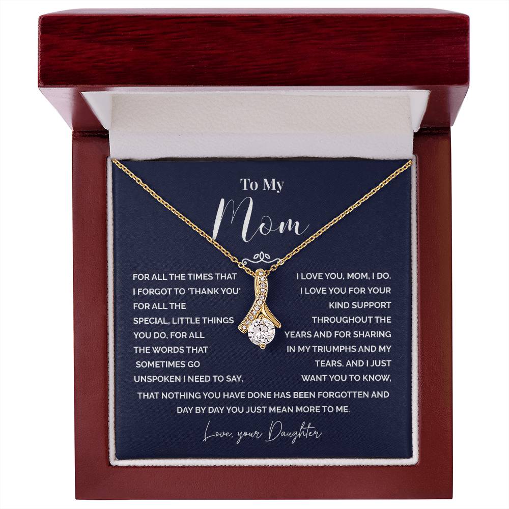 To My Mom Necklace from Daughter – Love Knot with Thank You Message