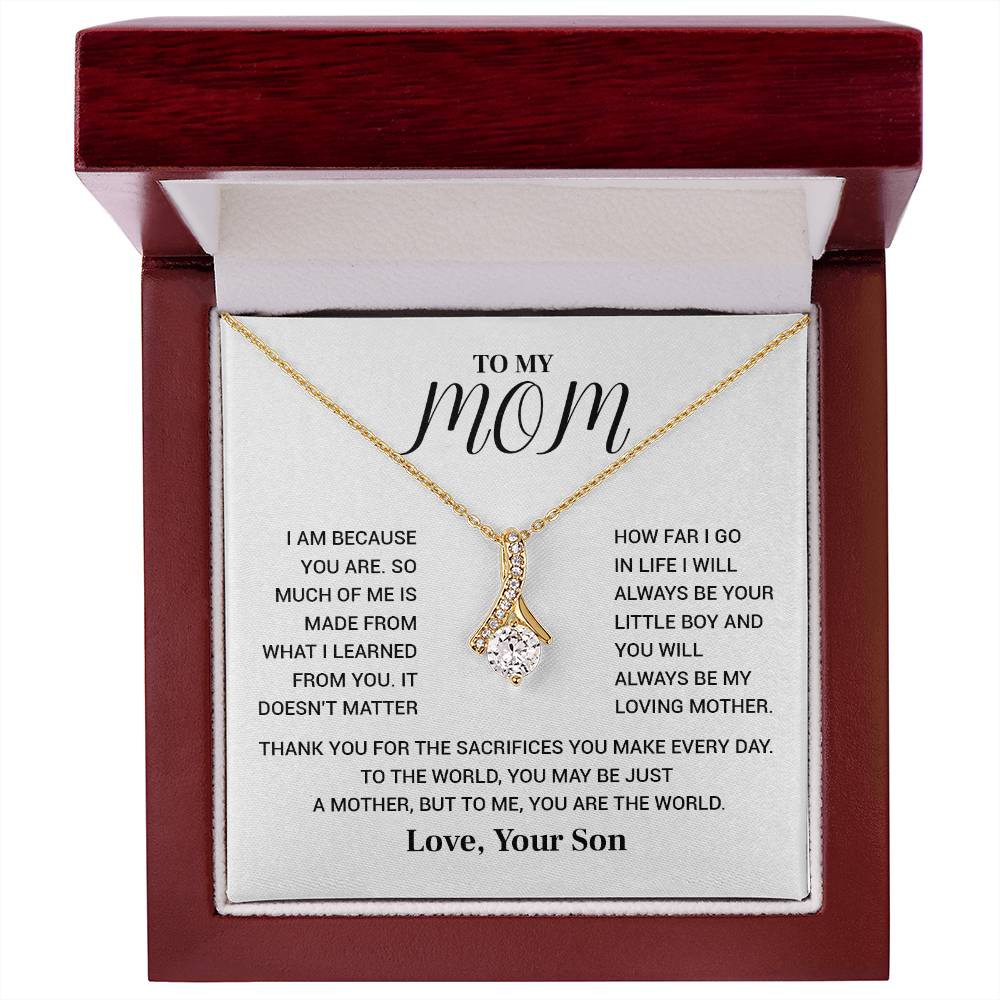 Necklace for Mom from Son – You Are the World Message Card