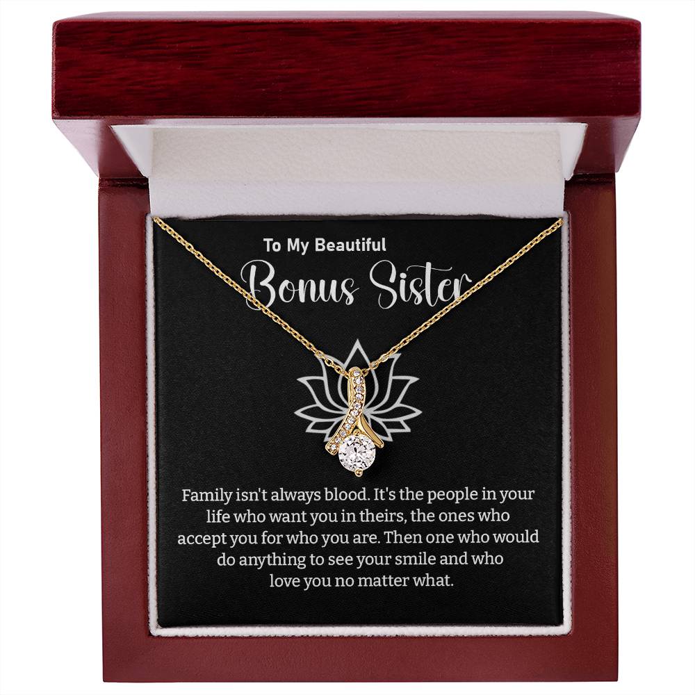 Bonus Sister Necklace Gift – Elegant Jewelry with Heartfelt Message Card