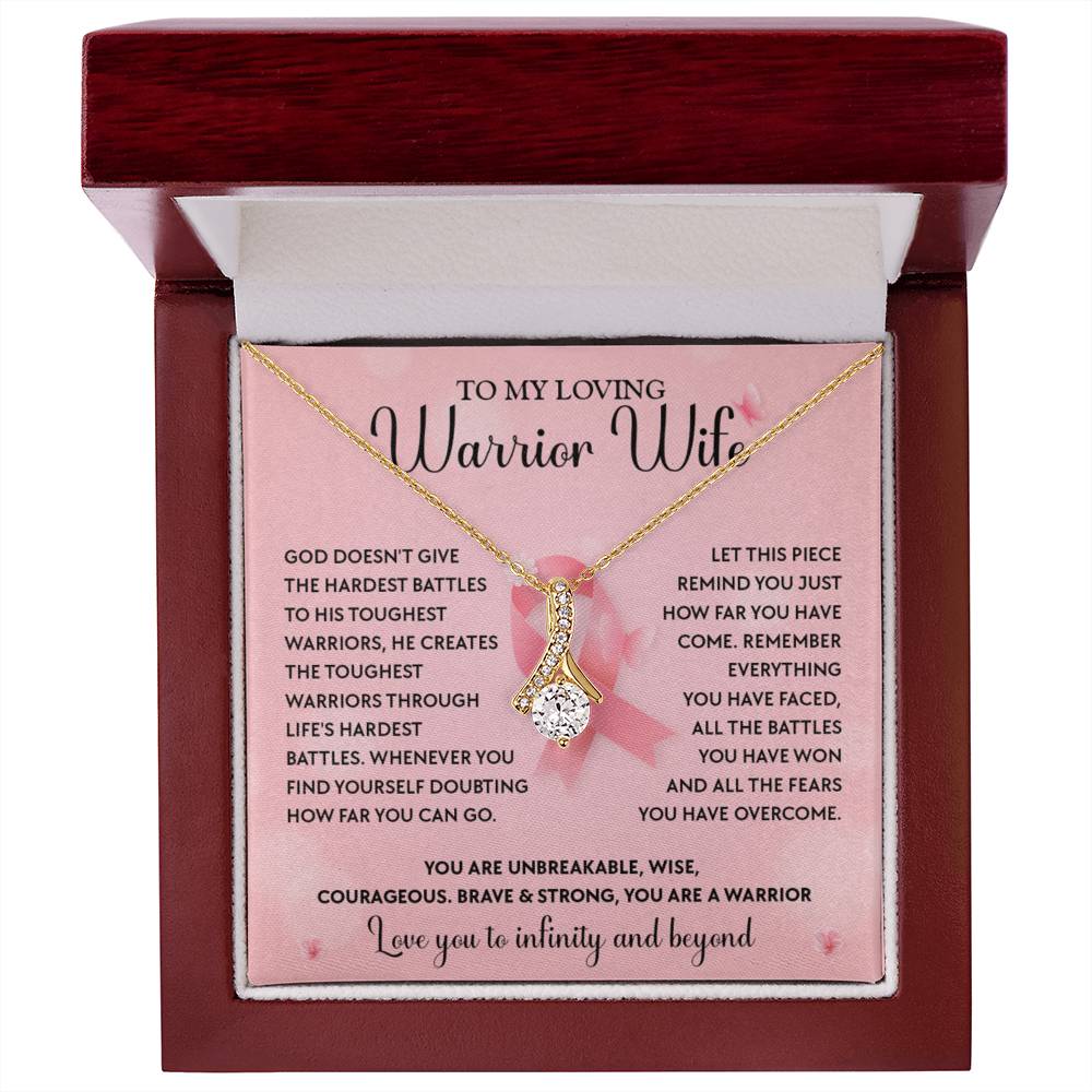 Breast Cancer Warrior Wife Necklace With Message Card
