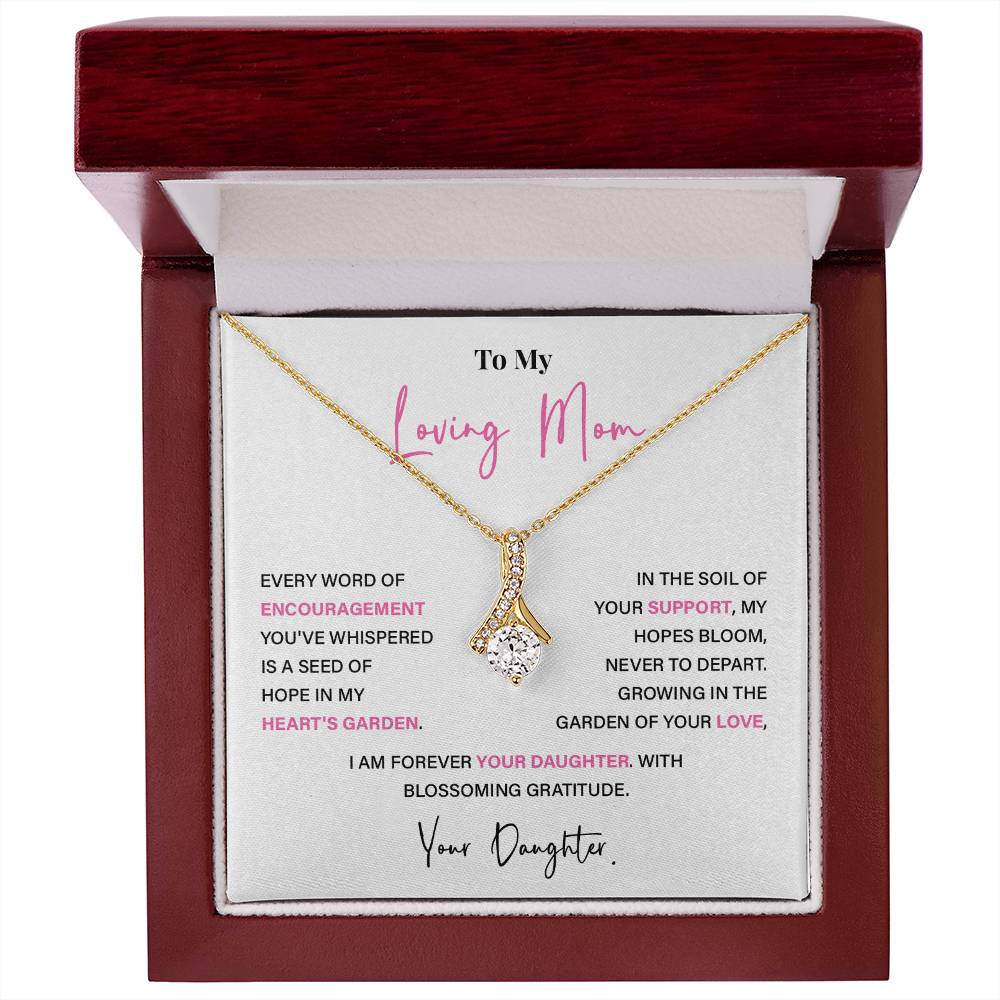 Encouragement Mom Necklace – Gift from Daughter with Floral Message Card