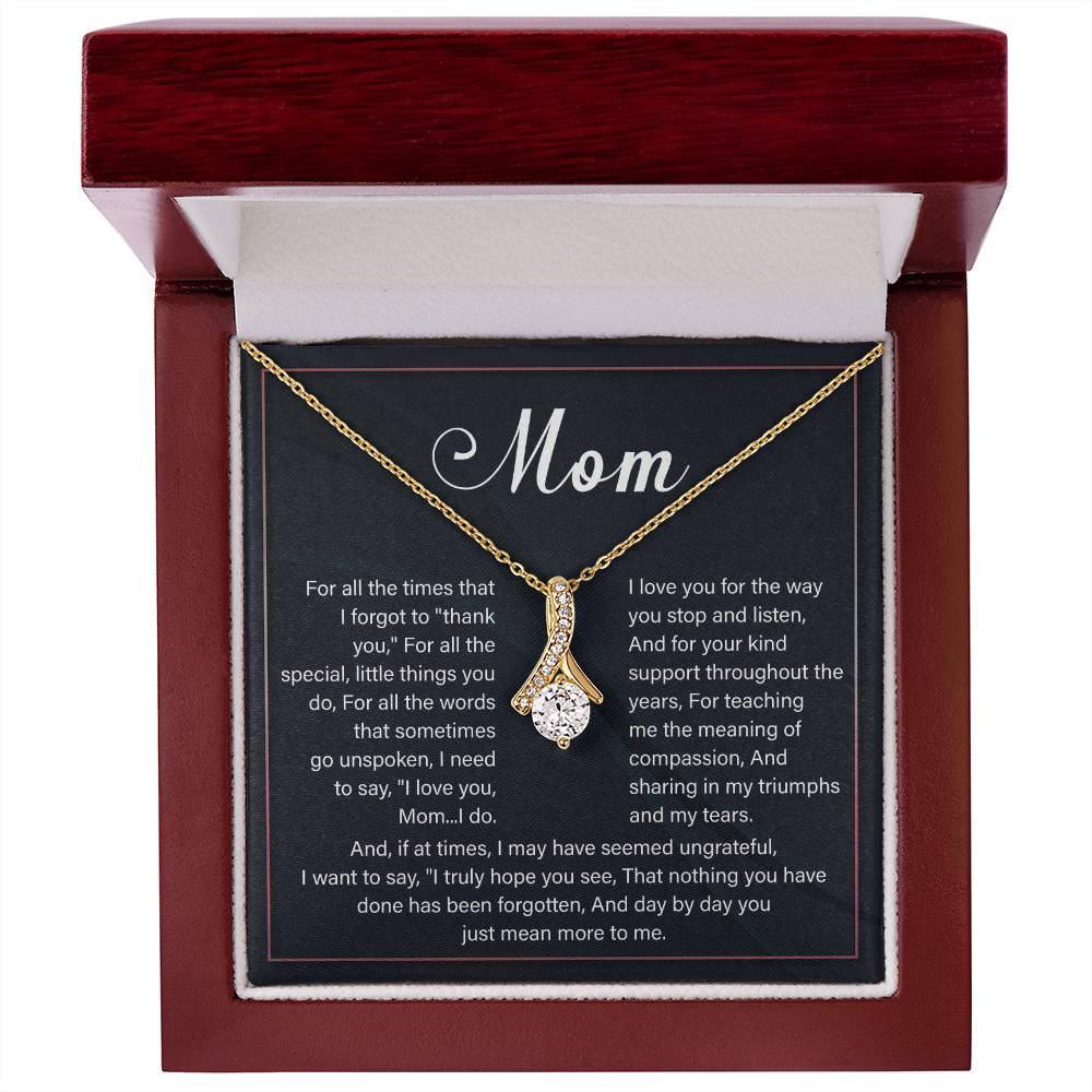 Mom Necklace with Thank You Poem – Gift for Mother with Message Card