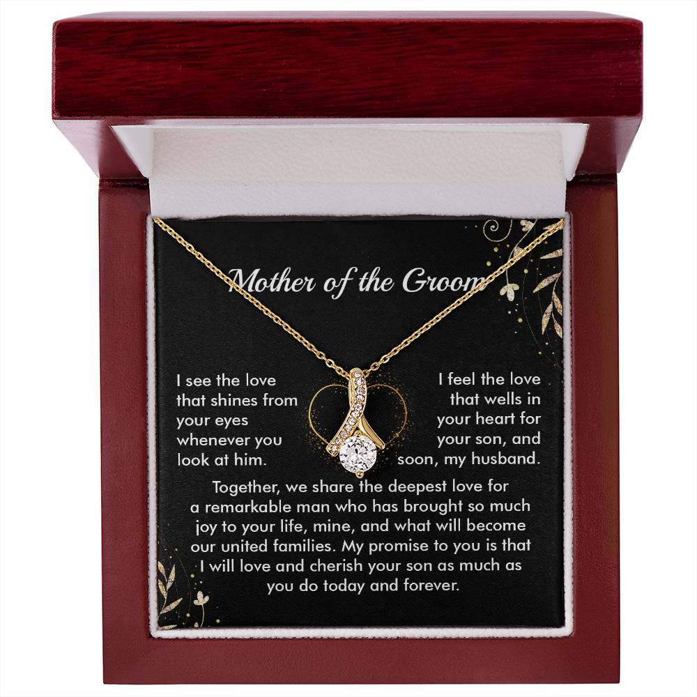 Mother of Groom Necklace Gift from Bride Message Card