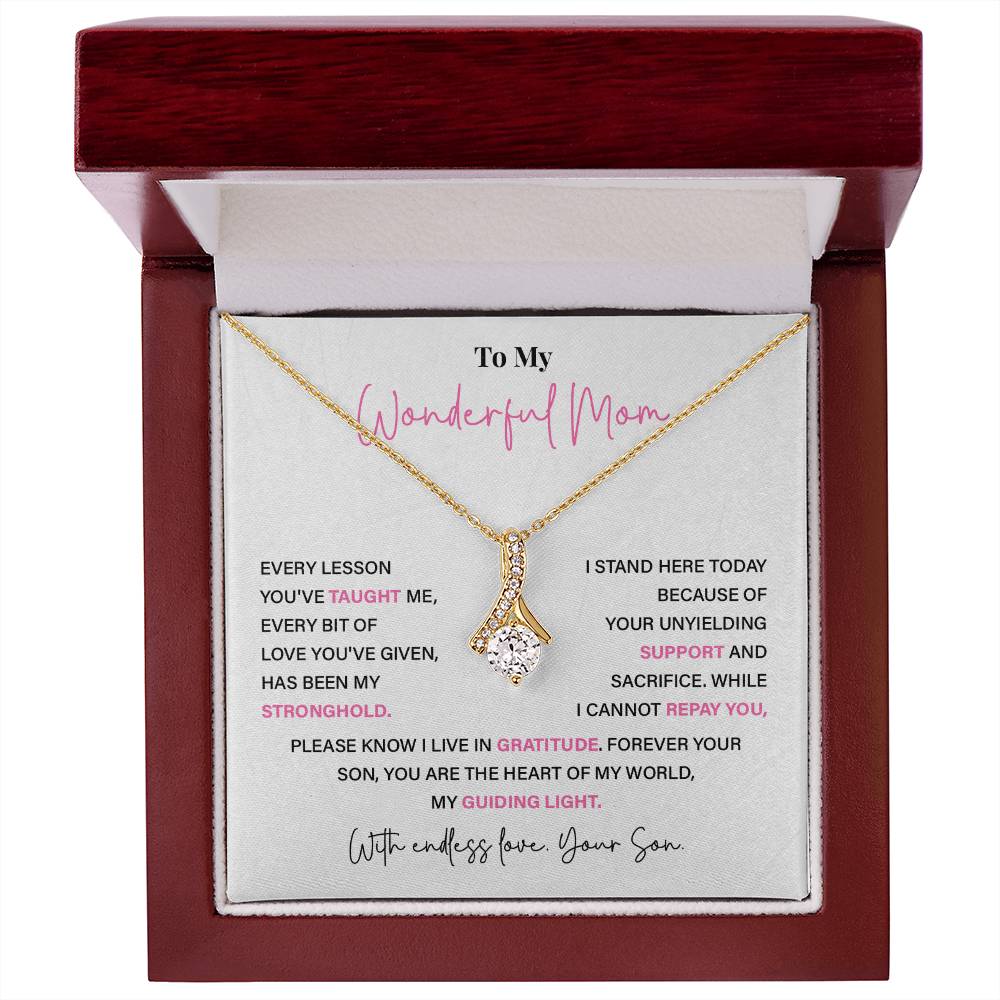 Necklace for Mom from Son with Gratitude Message Card Gift Boxed