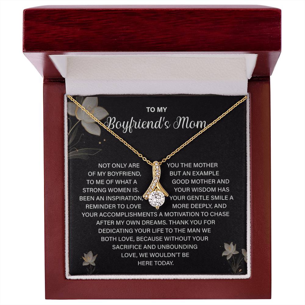 Boyfriend’s Mom Necklace Gift with Floral Message Card