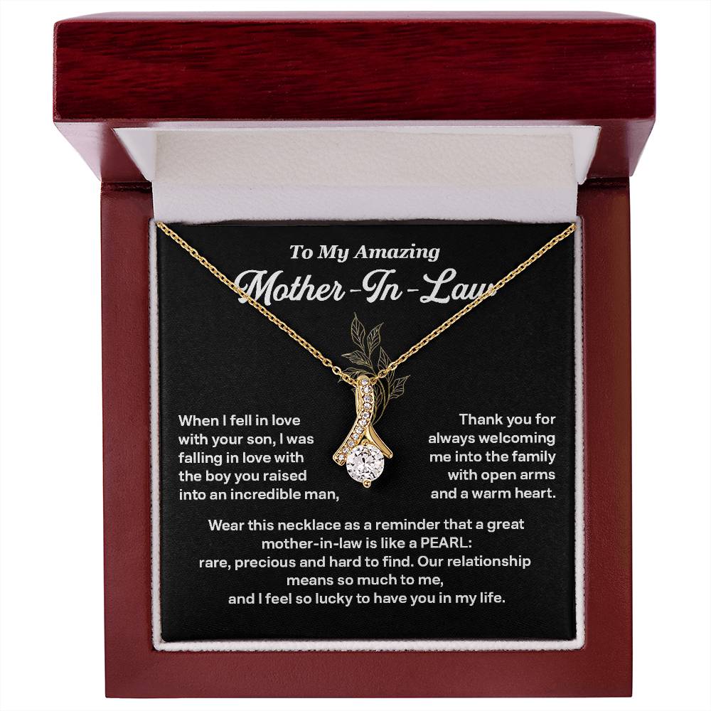 Mother-In-Law Pearl Necklace Gift from Bride with Heartfelt Message Box