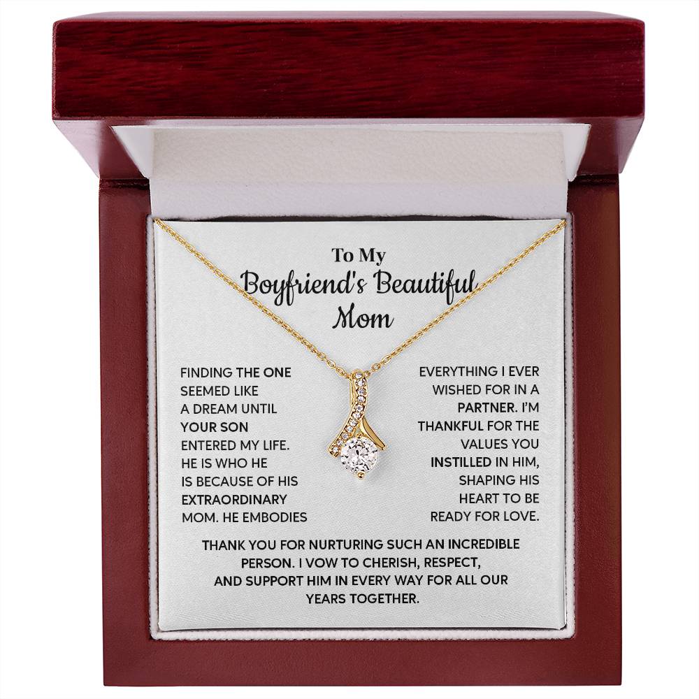 To My Boyfriend's Beautiful Mom Beautiful Boyfriend’s Mom Necklace Gift Gift For Boyfriend’s Mom Meaningful Keepsake For Boyfriend’s Mom Necklace From Girlfriend To Boyfriend Mom Necklace From Girlfriend To Boyfriend’s Mom Boyfriend Mom Appreciation Gift