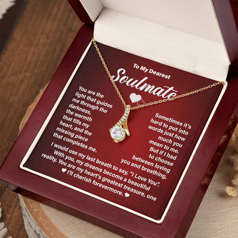 Soulmate Necklace Gift for Her – Message Card and Gift Box