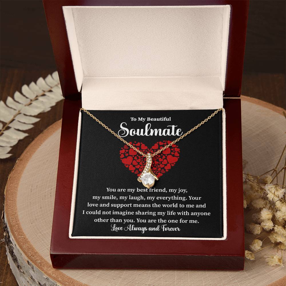 Soulmate Necklace Gift for Her with Love Note Card