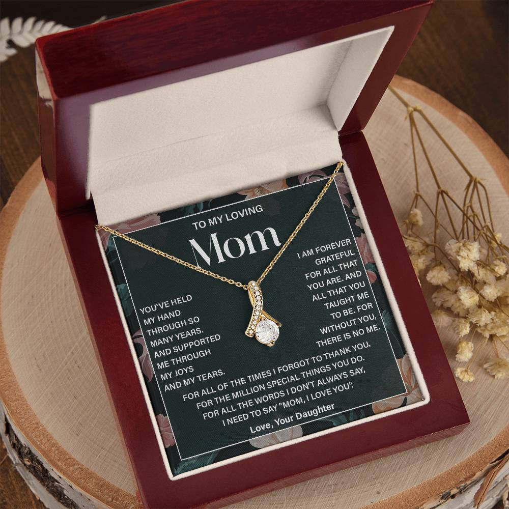 Daughter to Mom Necklace Gift with Message Card