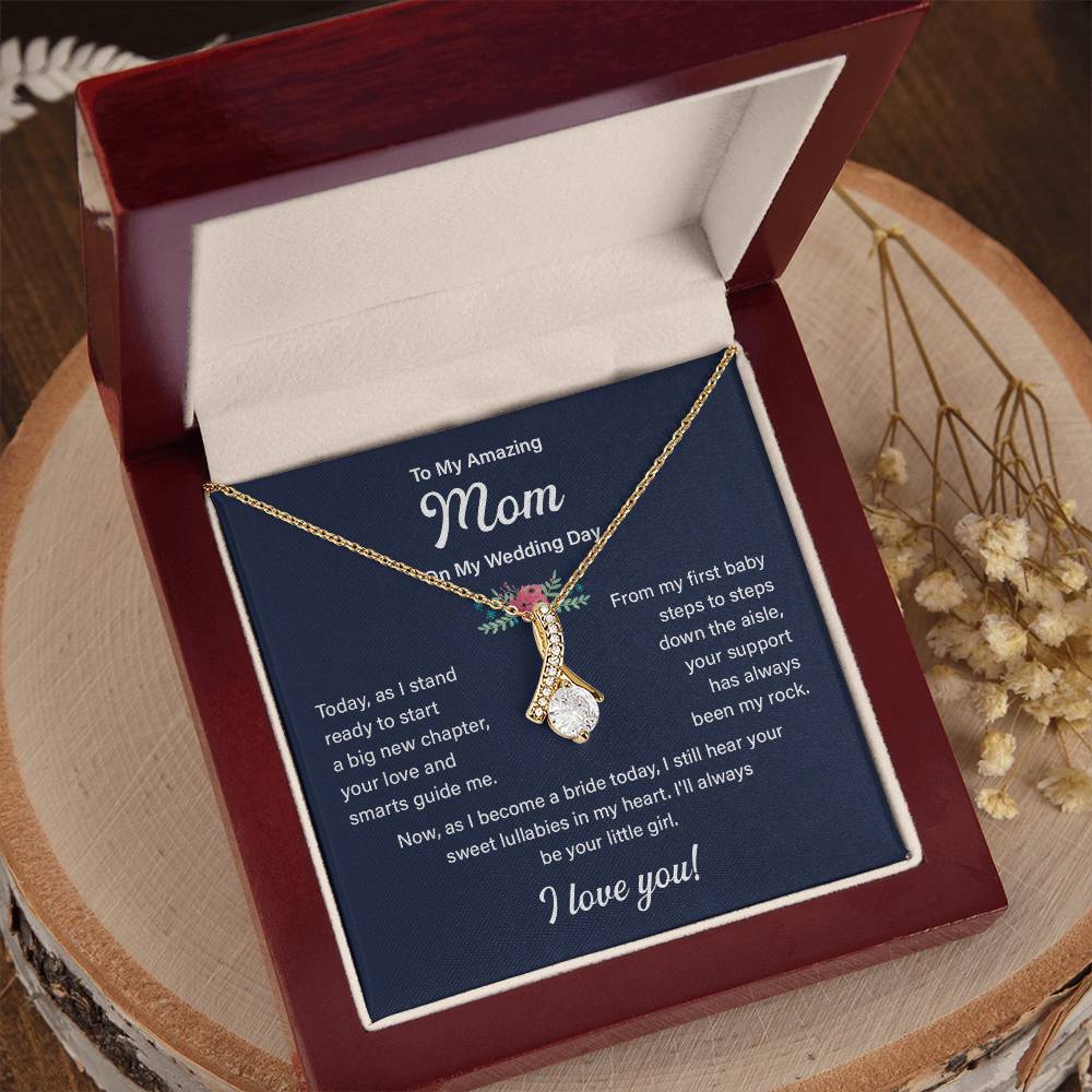 To My Mom Necklace Gift on My Wedding Day With Message