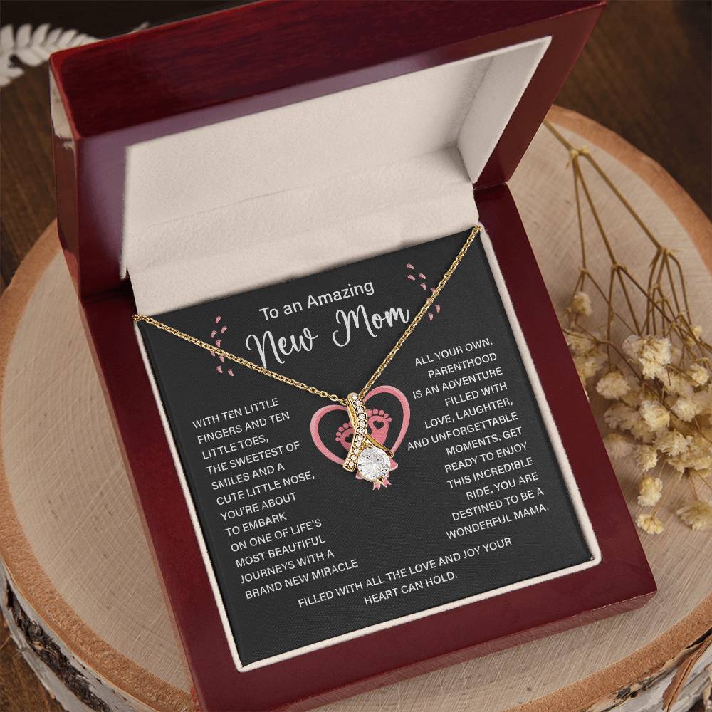 New Mom Necklace Gift with Message for Baby Shower