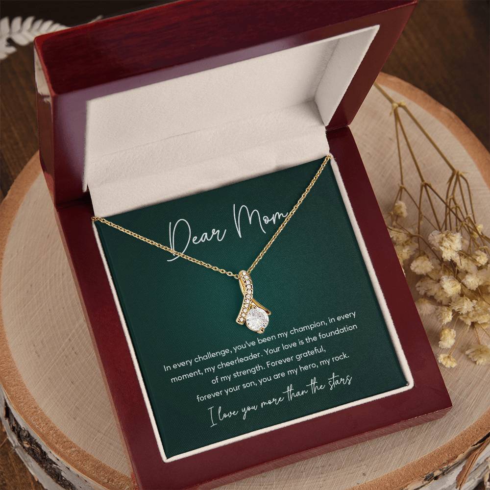 Mom Necklace from Son – I Love You More Than the Stars Message Card