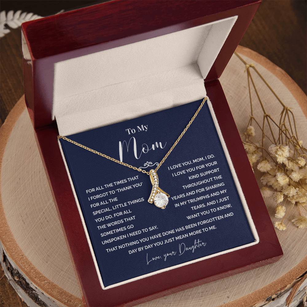 To My Mom Necklace from Daughter – Love Knot with Thank You Message