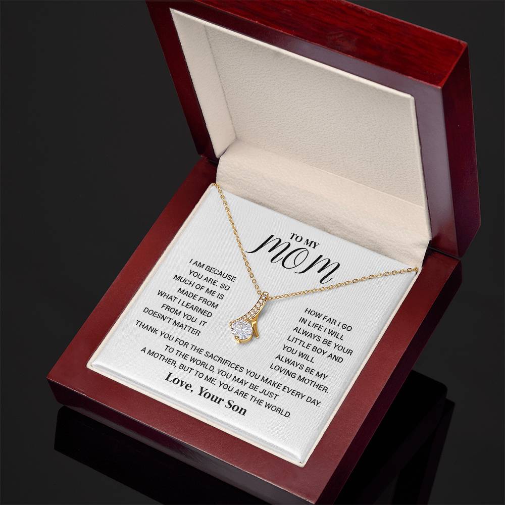 Necklace for Mom from Son – You Are the World Message Card