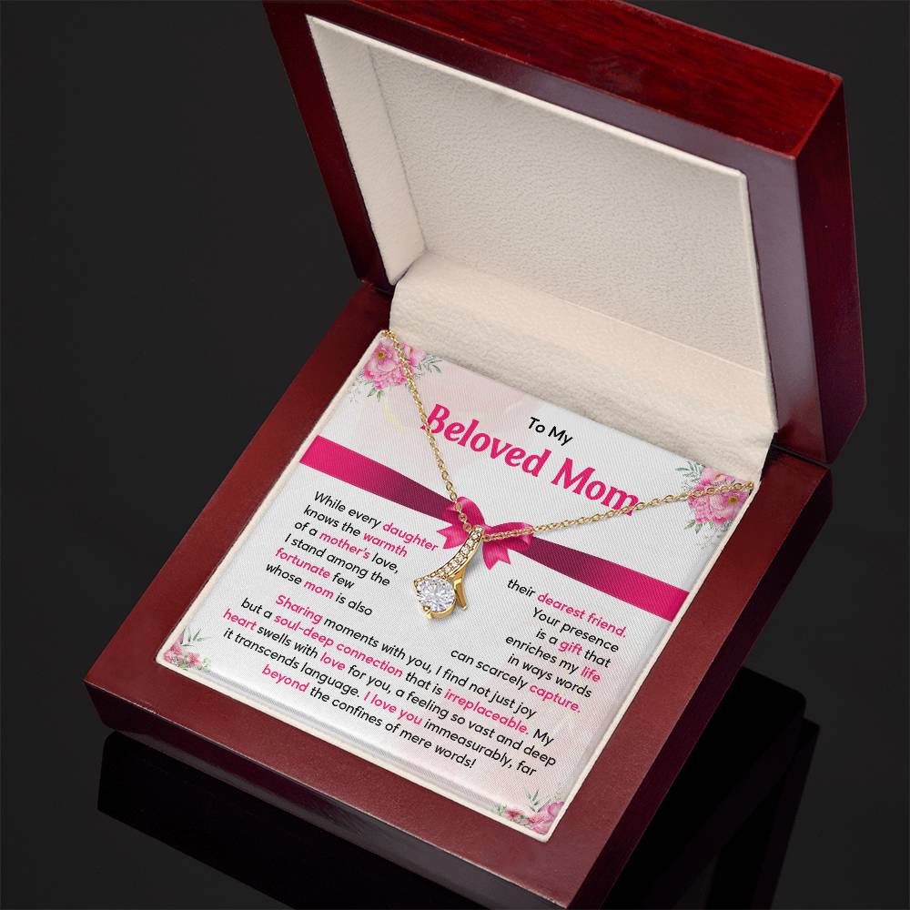 Mother Daughter Necklace Gift with Heartfelt Message Card