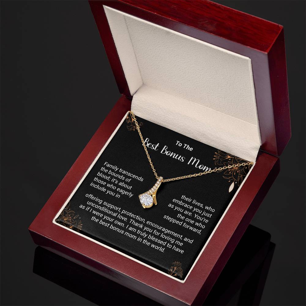 Best Bonus Mom Necklace Gift with Love Note