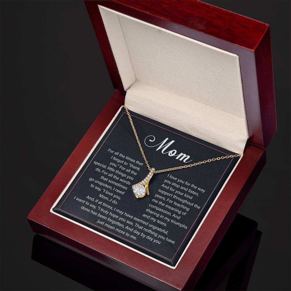 Mom Necklace with Thank You Poem – Gift for Mother with Message Card