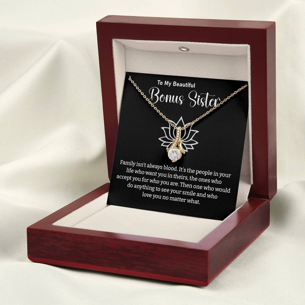 Bonus Sister Necklace Gift – Elegant Jewelry with Heartfelt Message Card