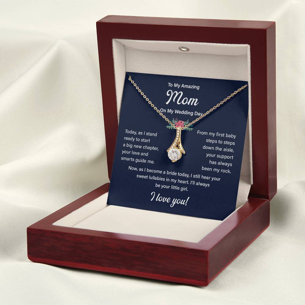 To My Mom Necklace Gift on My Wedding Day With Message