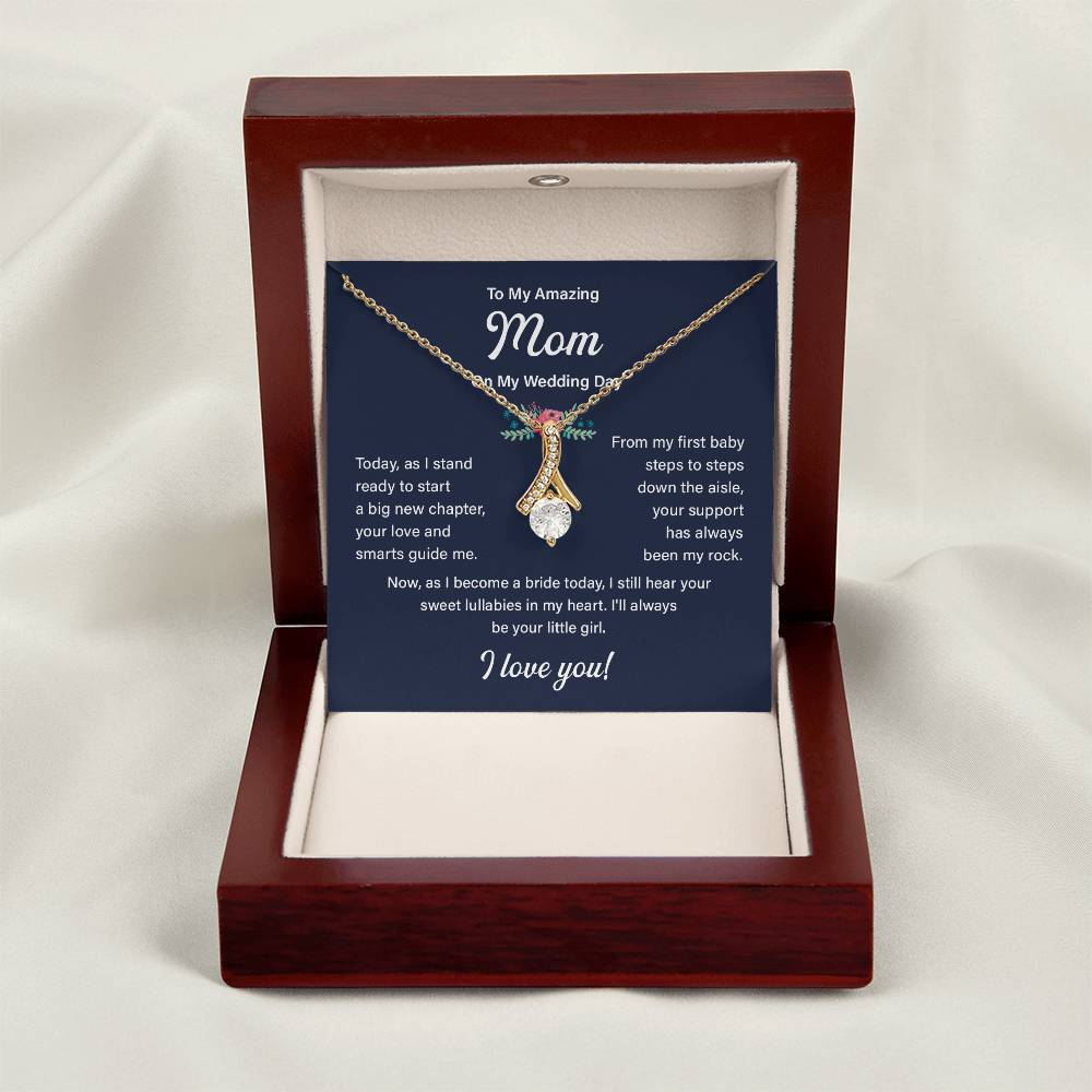 To My Mom Necklace Gift on My Wedding Day With Message