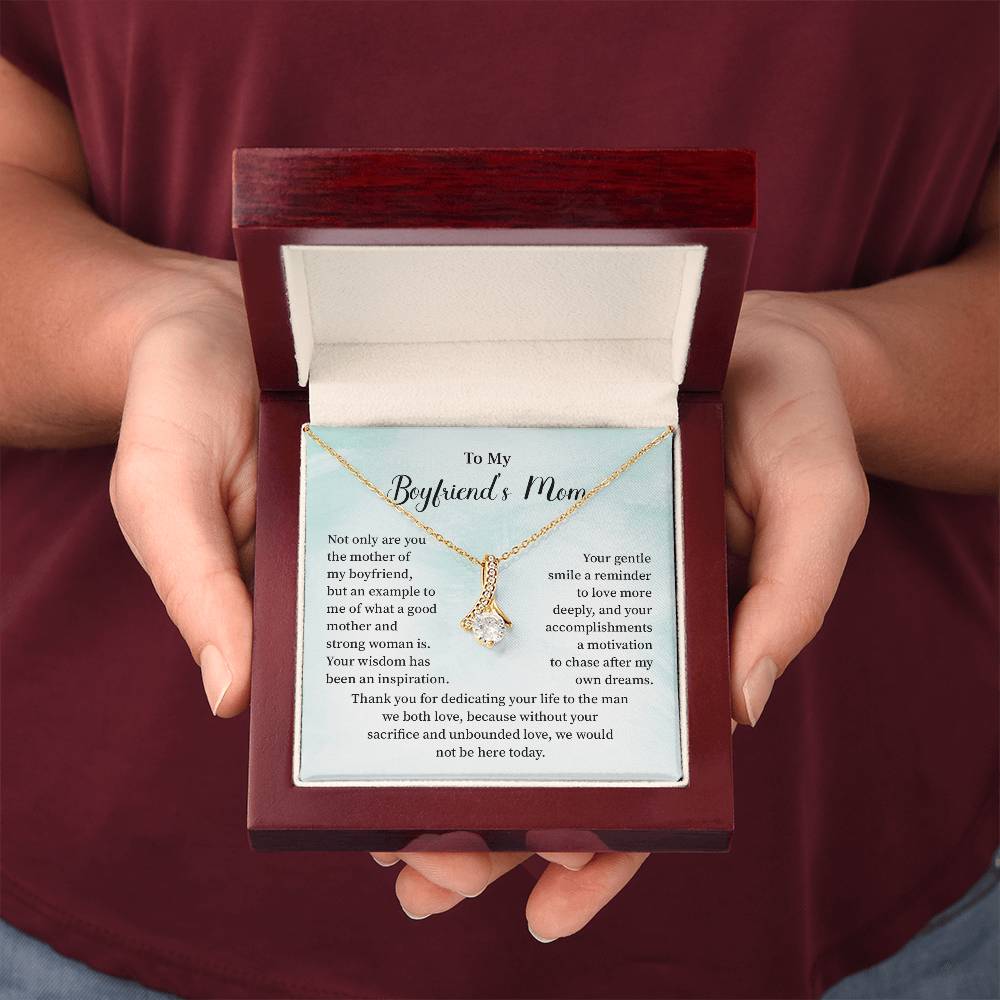 Boyfriend’s Mom Gift Necklace with Mint Message Card