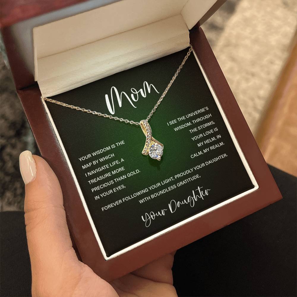 Mom Necklace from Daughter – Wisdom & Gratitude Gift with Message Card