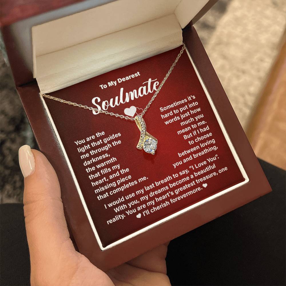Soulmate Necklace Gift for Her – Message Card and Gift Box