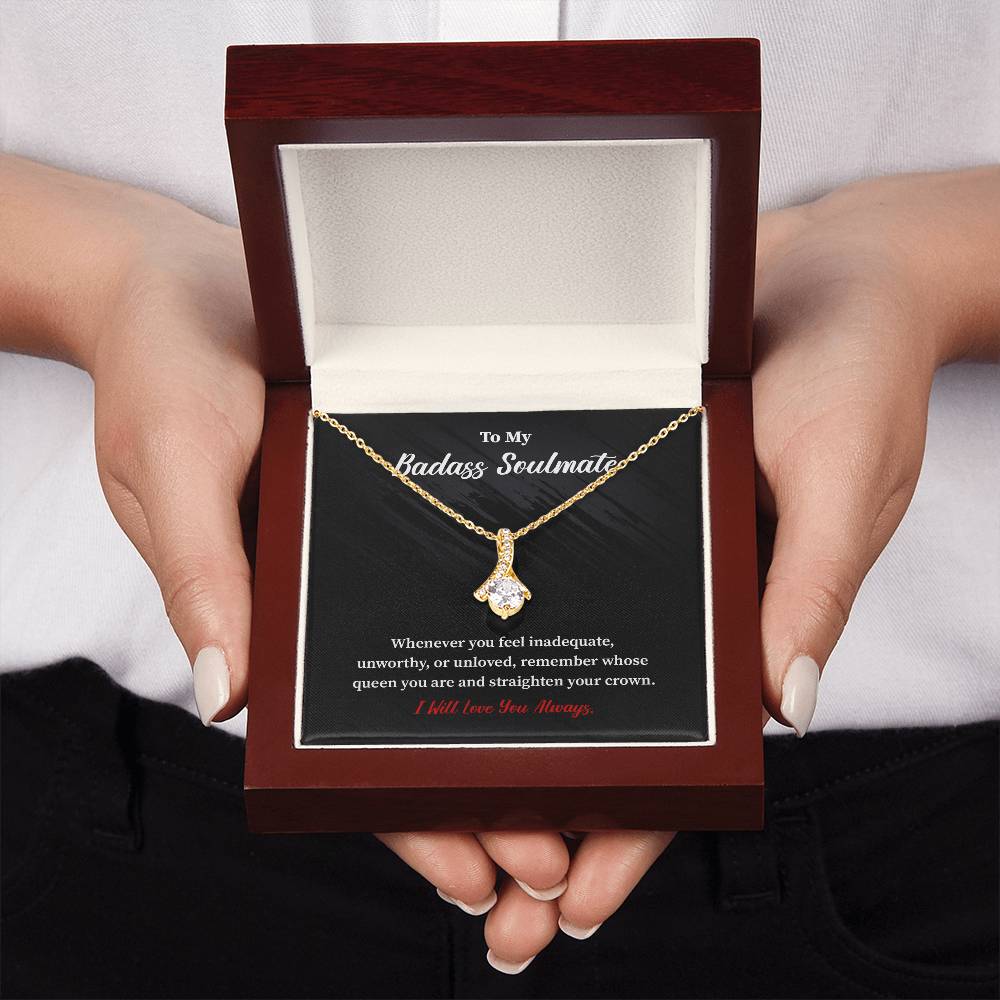Soulmate Necklace Gift for Her with Bold Message Card
