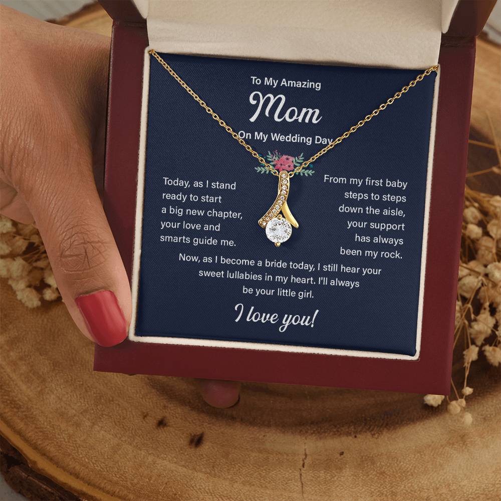To My Mom Necklace Gift on My Wedding Day With Message