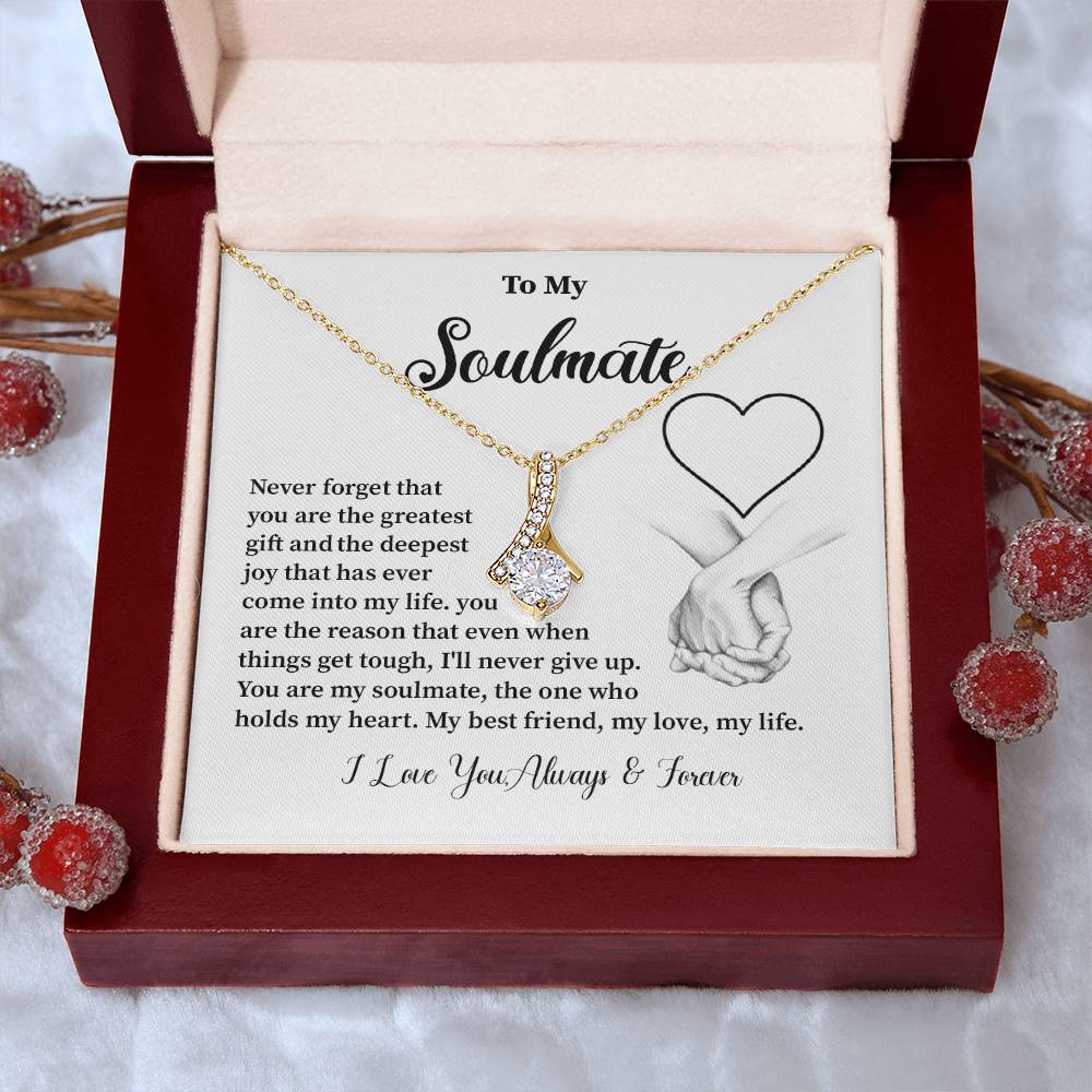 Soulmate Necklace Gift for Her – Message Card and Gift Box