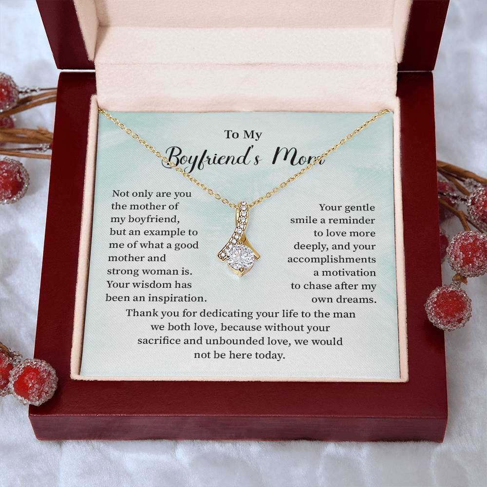 Boyfriend’s Mom Gift Necklace with Mint Message Card