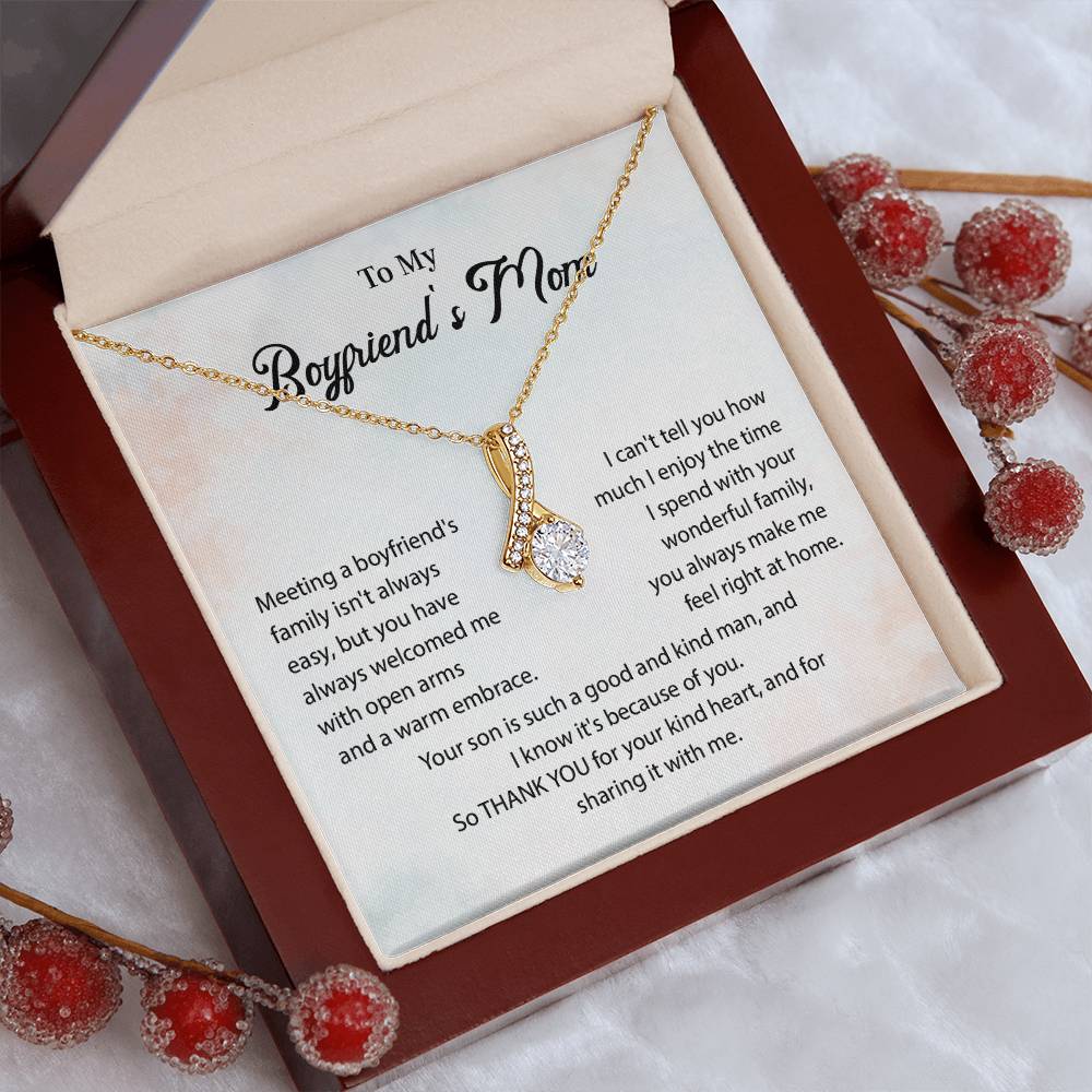 Boyfriend’s Mom Teardrop Necklace Gift with Card