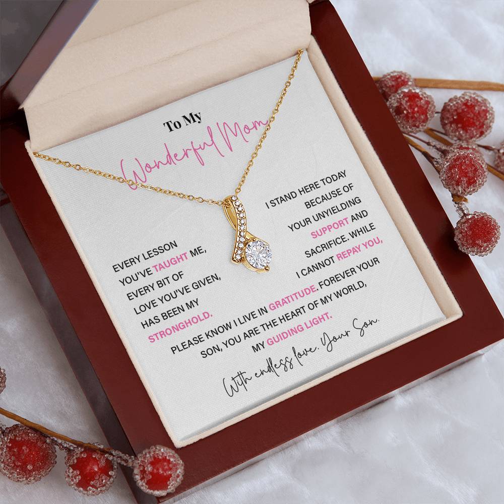 Necklace for Mom from Son with Gratitude Message Card Gift Boxed
