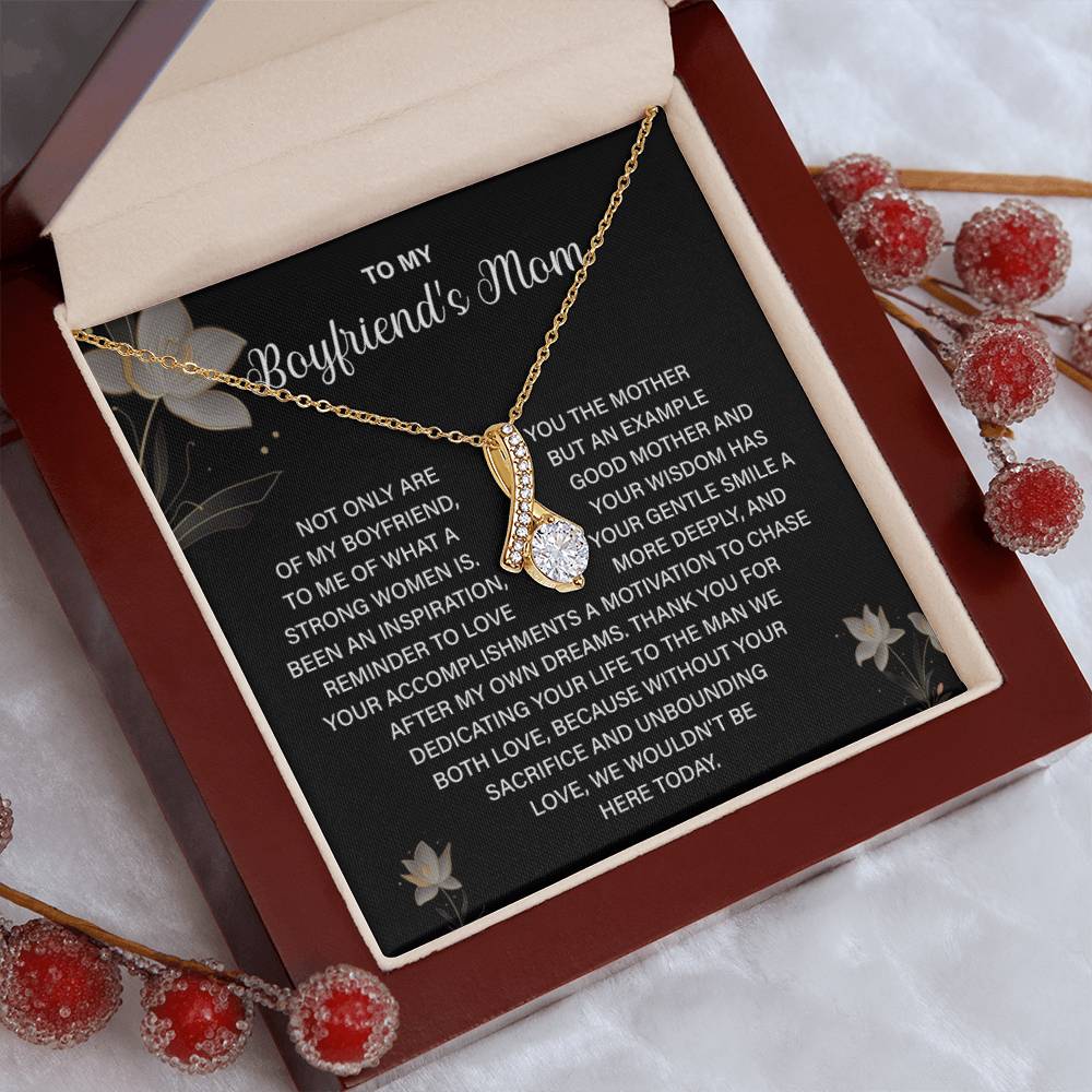 Boyfriend’s Mom Necklace Gift with Floral Message Card
