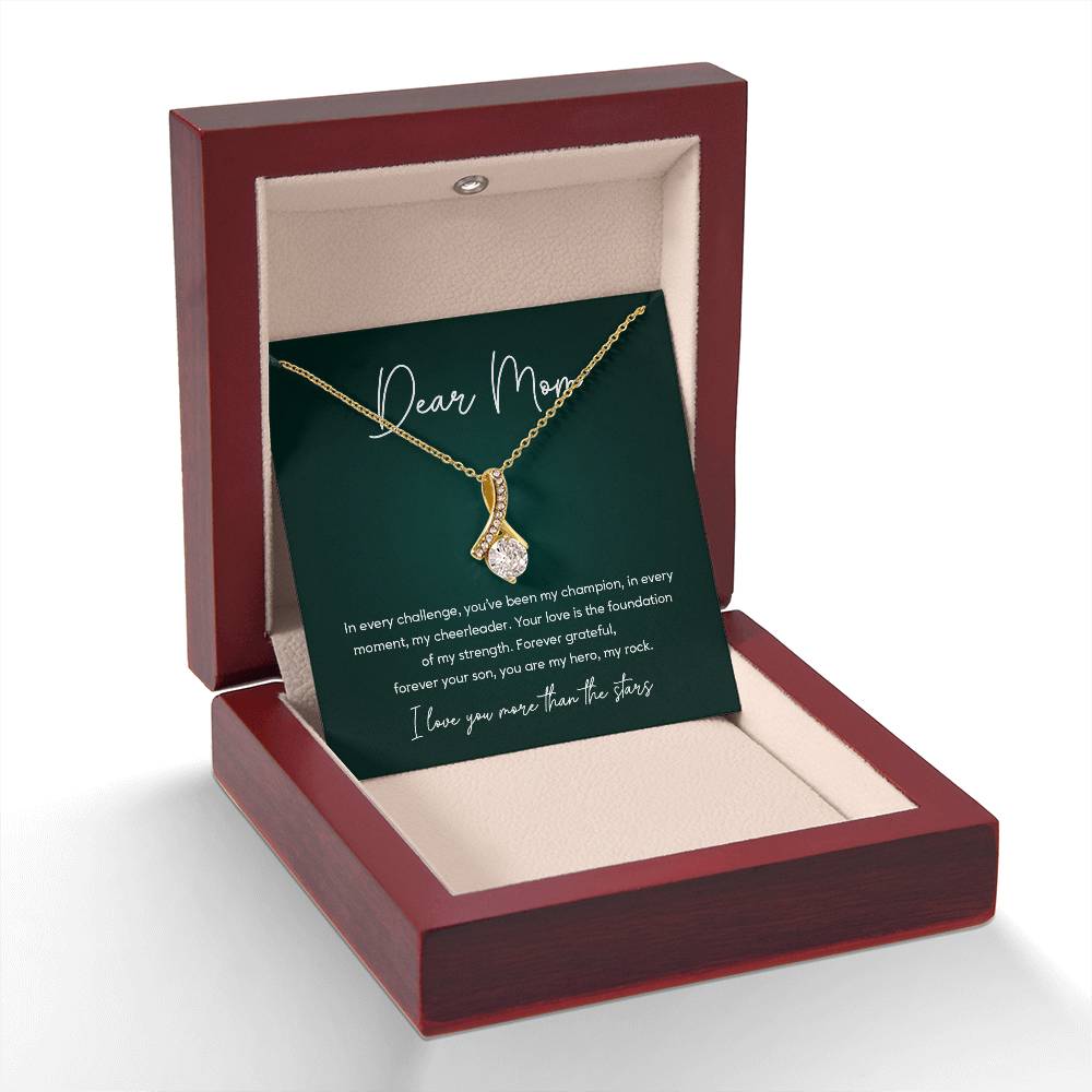 Mom Necklace from Son – I Love You More Than the Stars Message Card