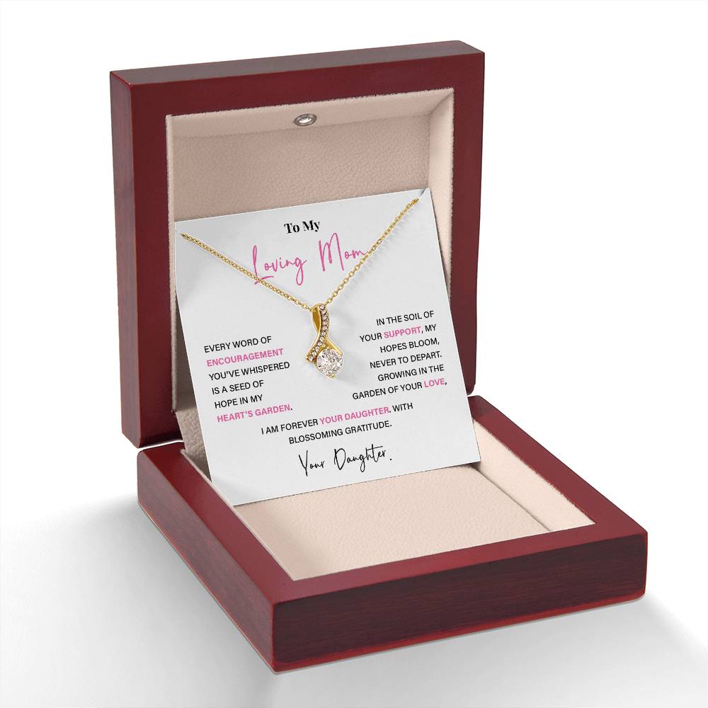 Encouragement Mom Necklace – Gift from Daughter with Floral Message Card