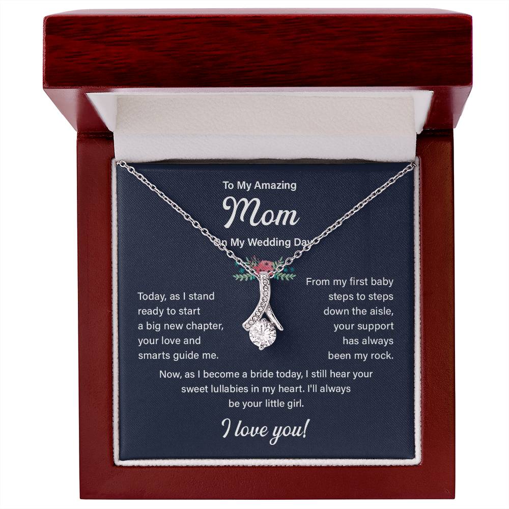 To My Mom Necklace Gift on My Wedding Day With Message