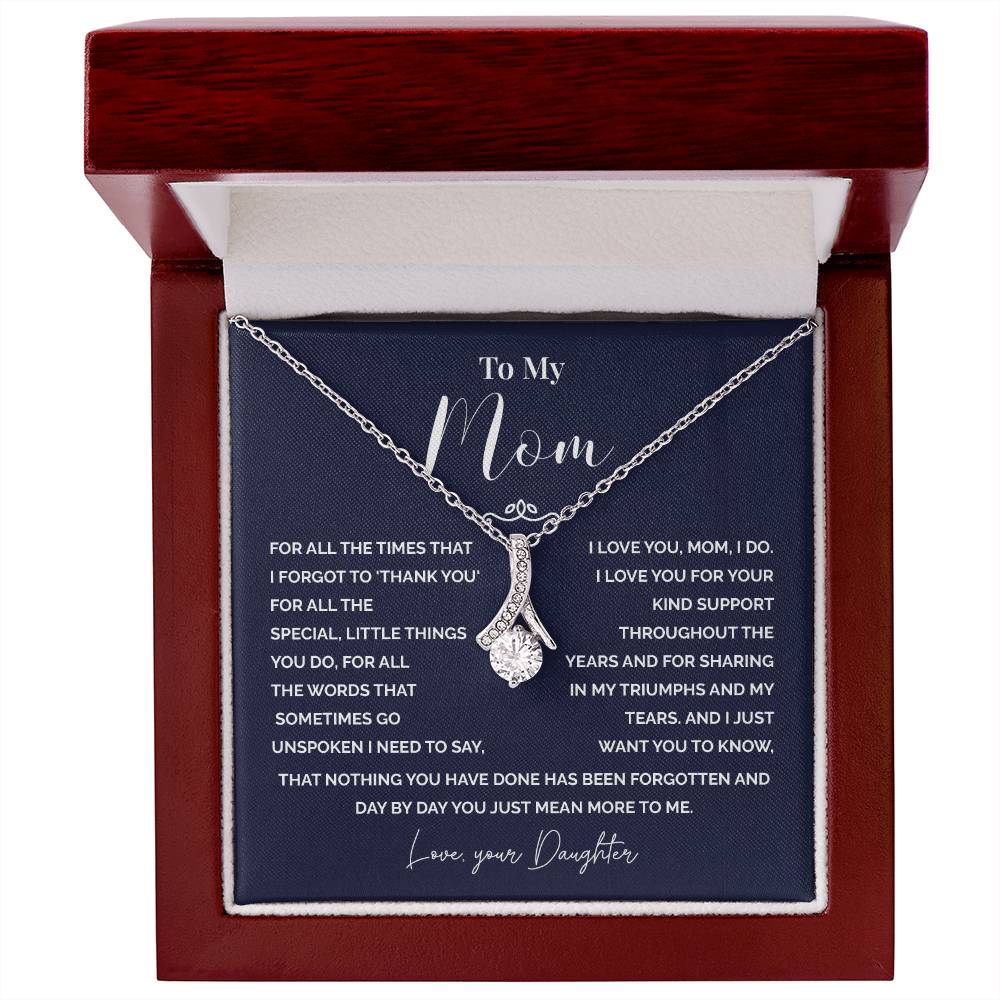 To My Mom Necklace from Daughter – Love Knot with Thank You Message